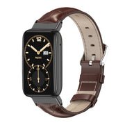 For Xiaomi Mi Band 7 Pro Mijobs Genuine Leather Top Layer Cowhide Watch Band(Bamboo Coffee Black) - Watch Bands by MIJOBS