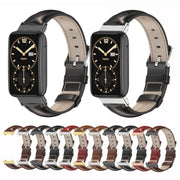 For Xiaomi Mi Band 7 Pro Mijobs Genuine Leather Top Layer Cowhide Watch Band(Bamboo Coffee Silver) - Watch Bands by MIJOBS