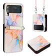For Samsung Galaxy Z Flip4 Crossbody Marble Pattern Leather Phone Case(Galaxy Marble White LS004) - free shipping - PMC TechLife - Order now!