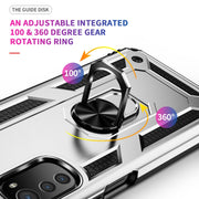 For Motorola Moto E32 4G Shockproof TPU + PC Phone Case with 360 Degree Rotating Holder(Silver)