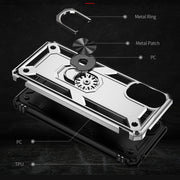 For Motorola Moto E32 4G Shockproof TPU + PC Phone Case with 360 Degree Rotating Holder(Silver)