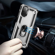 For Motorola Moto E32 4G Shockproof TPU + PC Phone Case with 360 Degree Rotating Holder(Silver)