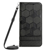 For Samsung Galaxy A33 5G Crossbody Football Texture Magnetic PU Phone Case(Black)