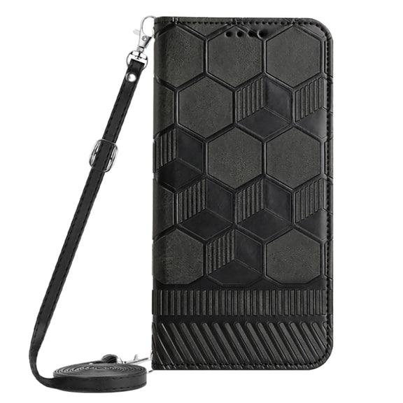 For Samsung Galaxy A33 5G Crossbody Football Texture Magnetic PU Phone Case(Black)