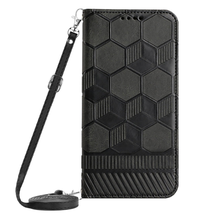 For Samsung Galaxy A33 5G Crossbody Football Texture Magnetic PU Phone Case(Black)