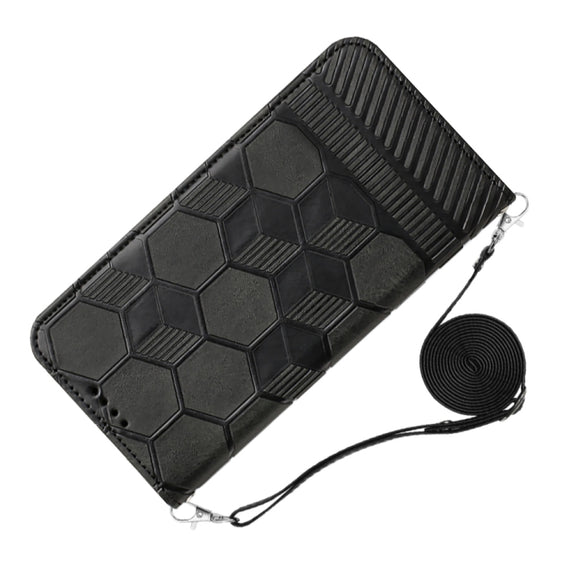 For Samsung Galaxy A33 5G Crossbody Football Texture Magnetic PU Phone Case(Black)