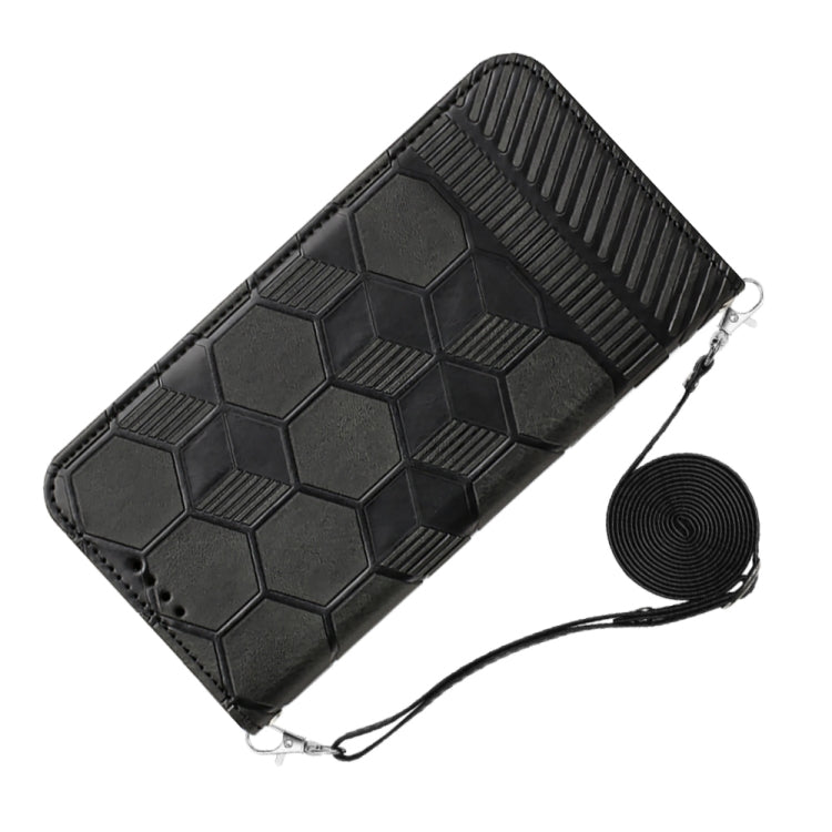 For Samsung Galaxy A33 5G Crossbody Football Texture Magnetic PU Phone Case(Black)