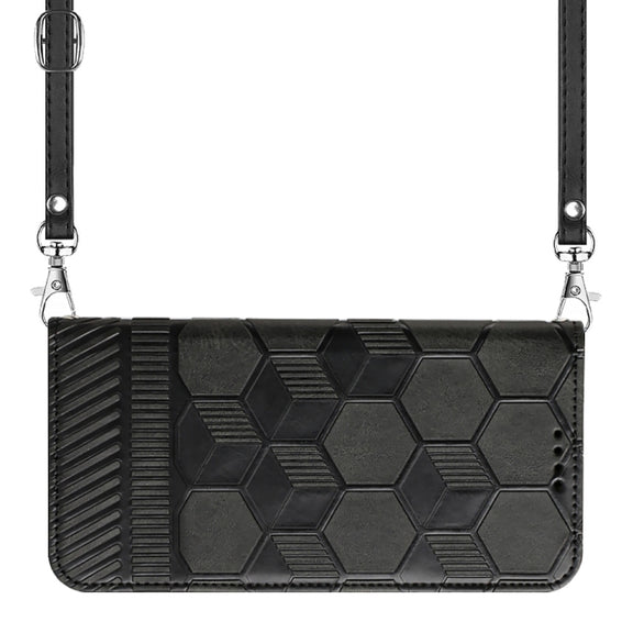 For Samsung Galaxy A33 5G Crossbody Football Texture Magnetic PU Phone Case(Black)