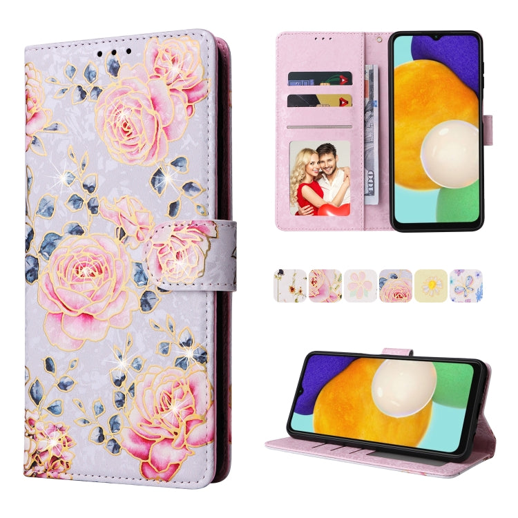 For Samsung Galaxy A13 4G / 5G Bronzing Painting RFID Leather Case(Pastoral Rose)