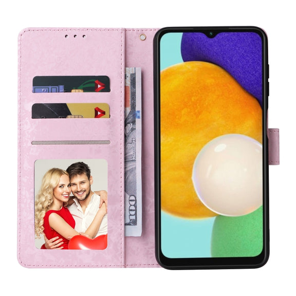 For Samsung Galaxy A13 4G / 5G Bronzing Painting RFID Leather Case(Pastoral Rose)