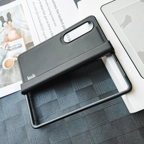 For Samsung Galaxy Z Fold4 5G IMAK Ruiyi Series Carbon Fiber PU + PC Phone Case(Black)