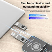 64GB NK-828 8 Pin + USB 2 in 1 Zinc Alloy U Disk with Fingerprint Unlock