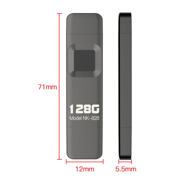 128GB NK-828 8 Pin + USB 2 in 1 Zinc Alloy U Disk with Fingerprint Unlock