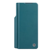 For Samsung Galaxy Z Fold4 5G NILLKIN QIN Series Pro Sliding Camera Cover Design Leather Phone Case(Cyan)