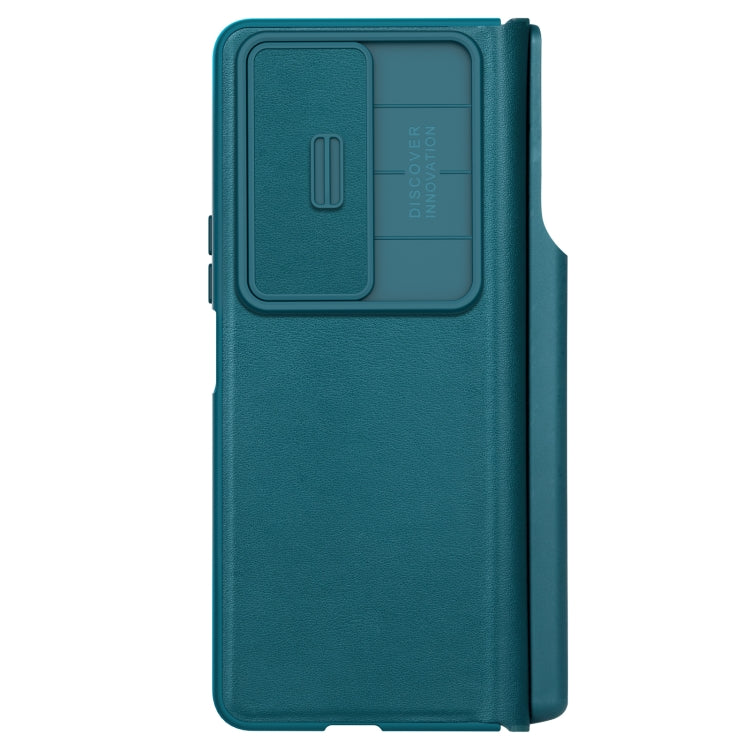 For Samsung Galaxy Z Fold4 5G NILLKIN QIN Series Pro Sliding Camera Cover Design Leather Phone Case(Cyan)