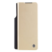 For Samsung Galaxy Z Fold4 5G NILLKIN QIN Series Pro Sliding Camera Cover Design Leather Phone Case(Gold)
