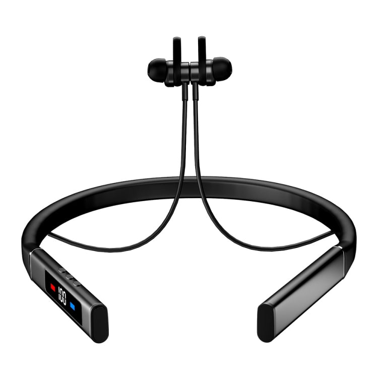 k18 Wireless Bluetooth Neck-mounted Magnetic Noise Cancelling Earphone with Digital Display Function(Silver)
