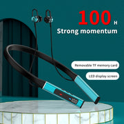 k18 Wireless Bluetooth Neck-mounted Magnetic Noise Cancelling Earphone with Digital Display Function(Silver)