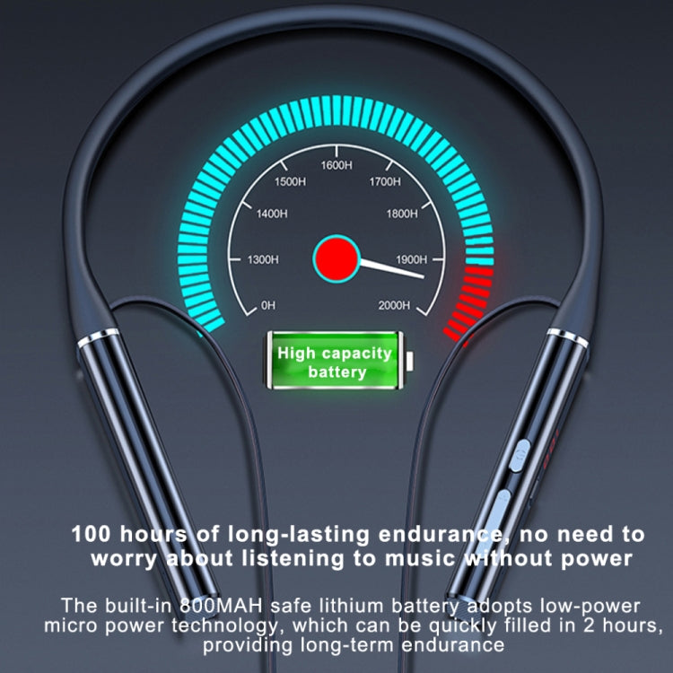 k18 Wireless Bluetooth Neck-mounted Magnetic Noise Cancelling Earphone with Digital Display Function(Silver)