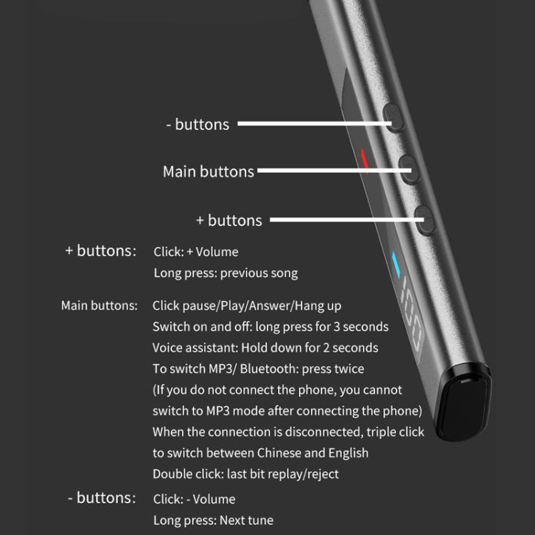 k18 Wireless Bluetooth Neck-mounted Magnetic Noise Cancelling Earphone with Digital Display Function(Blue)