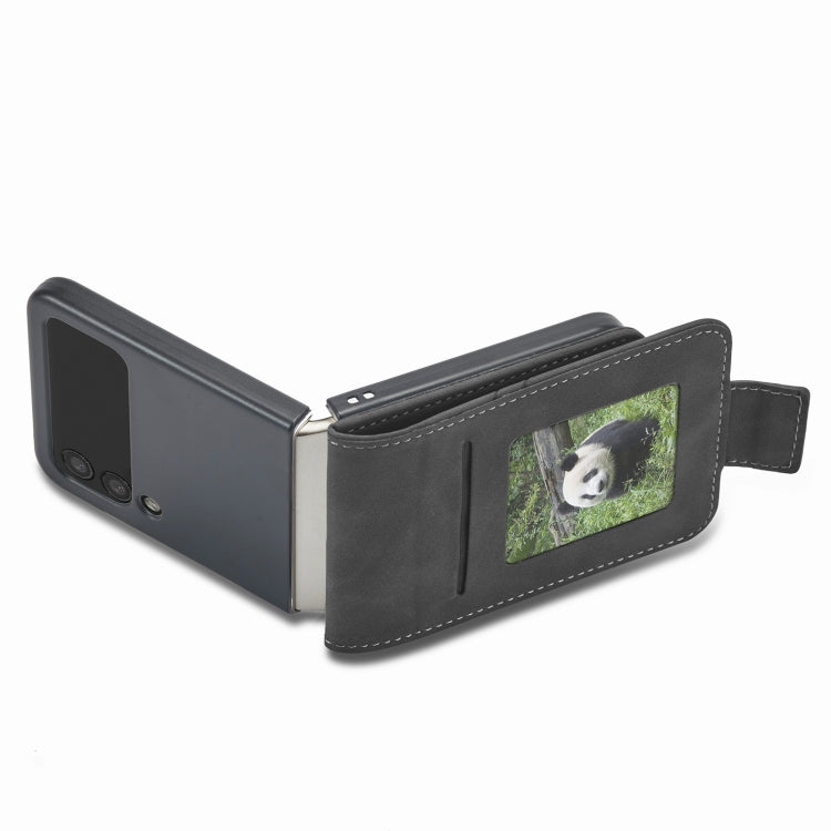 For Samsung Galaxy Z Flip4 Forwenw Dual-side Buckle Leather Phone Case(Black)