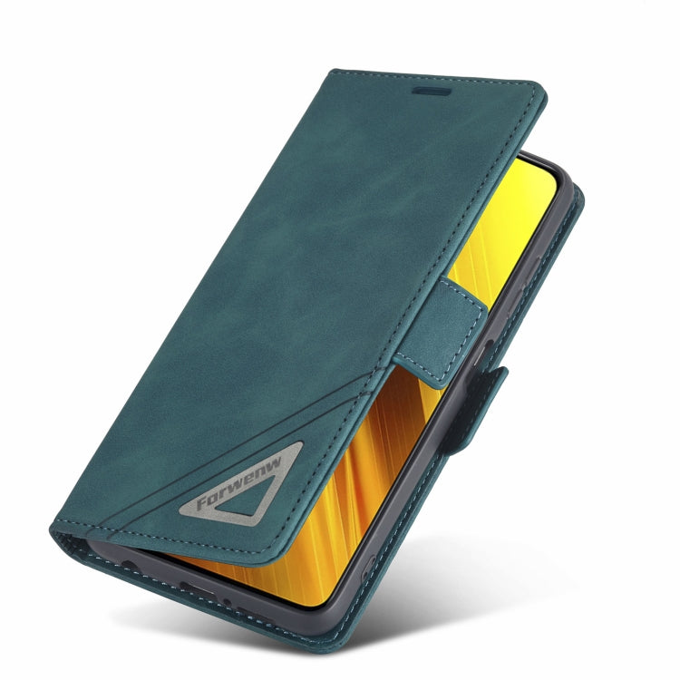 For Xiaomi Poco X3 Pro / X3 / X3 NFC Forwenw Dual-side Buckle Leather Phone Case(Dark Cyan)