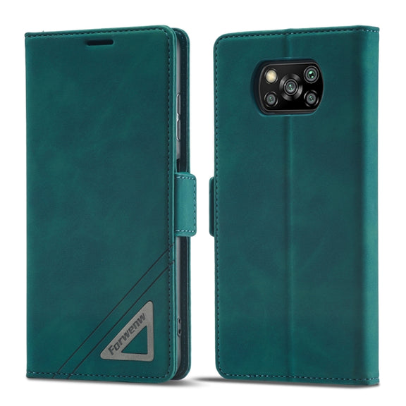 For Xiaomi Poco X3 Pro / X3 / X3 NFC Forwenw Dual-side Buckle Leather Phone Case(Dark Cyan)