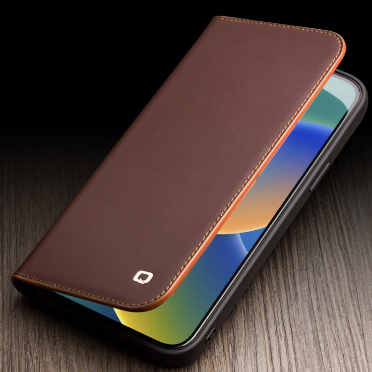 For iPhone 14 QIALINO Business Horizontal Flip PU Phone Case (Black)