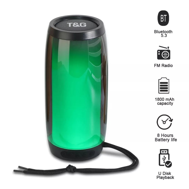 T&G TG335 1800mAh Portable Color LED Wireless Bluetooth Speaker(Black)