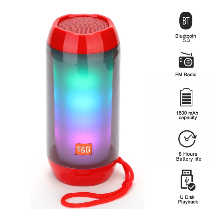 T&G TG643 Portable LED Light Water-resistant Subwoofer Wireless Bluetooth Speaker(Black)