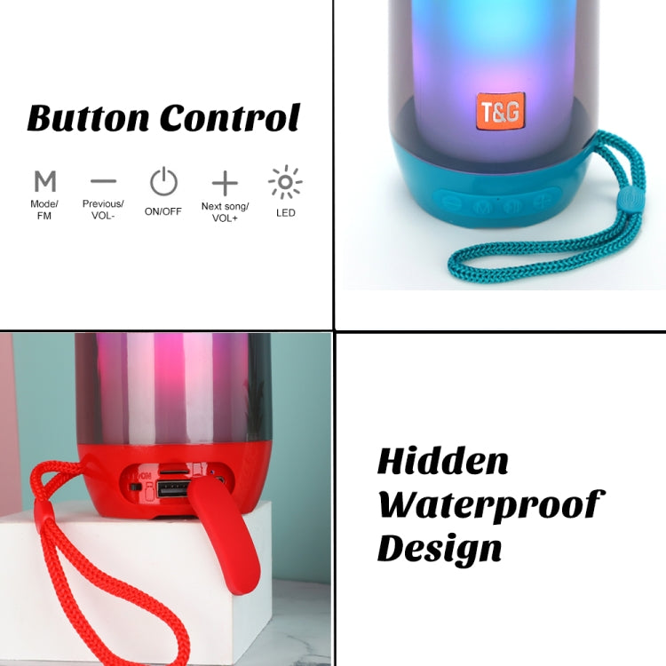 T&G TG643 Portable LED Light Water-resistant Subwoofer Wireless Bluetooth Speaker(Red)