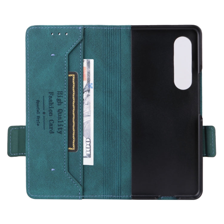 For Samsung Galaxy Z Fold4 Magnetic Clasp Flip Leather Phone Case(Green)