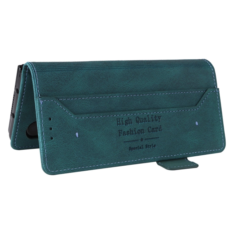 For Samsung Galaxy Z Fold4 Magnetic Clasp Flip Leather Phone Case(Green)