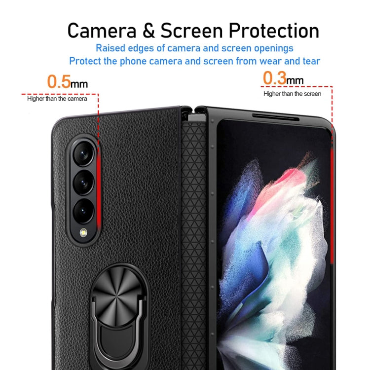 For Samsung Galaxy Z Fold4 GKK Litchi Pattern Foldable Protective Phone Case with Ring Holder(Green)