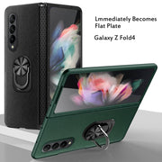 For Samsung Galaxy Z Fold4 GKK Litchi Pattern Foldable Protective Phone Case with Ring Holder(Green)