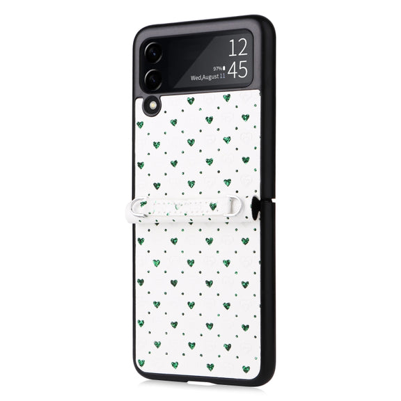 For Samsung Galaxy Z Flip3 5G Colorful Love Lanyard Phone Case(Green)