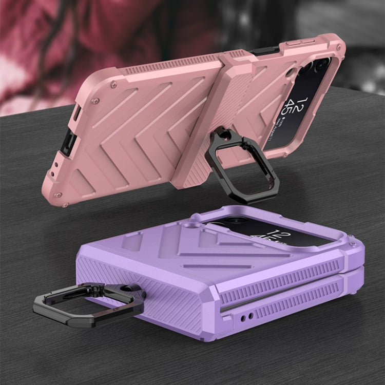 For Samsung Galaxy Z Flip4 GKK Sliding Camshield Magnetic Armor Flip Phone Case with Ring Holder(Wine Red)