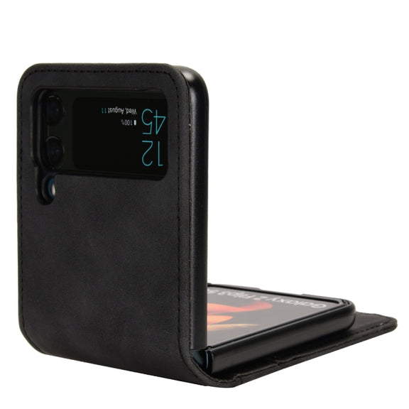 For Samsung Galaxy Z Flip4 5G Skin-feeling Half-split External Card Slot Folding Phone Case(Black)