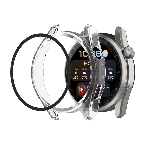 For Huawei Watch3 Pro New PC + Tempered Glass Integrated Protective Watch Case(Transparent White)