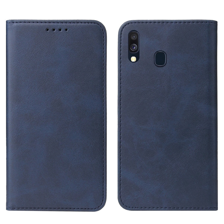For Samsung Galaxy A40 Magnetic Closure Leather Phone Case(Blue)