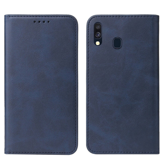 For Samsung Galaxy A40 Magnetic Closure Leather Phone Case(Blue)