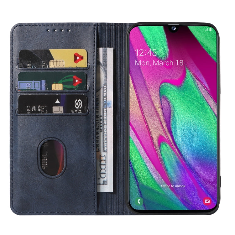 For Samsung Galaxy A40 Magnetic Closure Leather Phone Case(Blue)