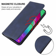 For Samsung Galaxy A40 Magnetic Closure Leather Phone Case(Blue)