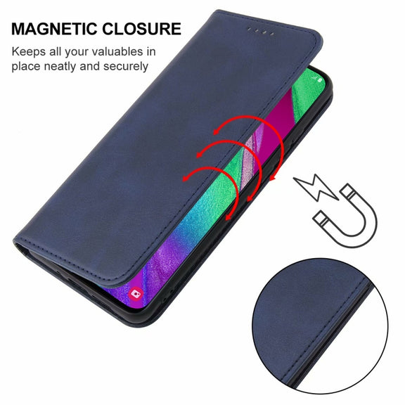 For Samsung Galaxy A40 Magnetic Closure Leather Phone Case(Blue)