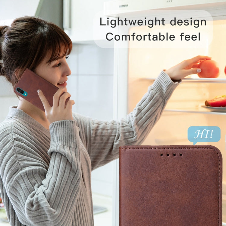 For Huawei Y9 2019 Magnetic Closure Leather Phone Case(Brown)