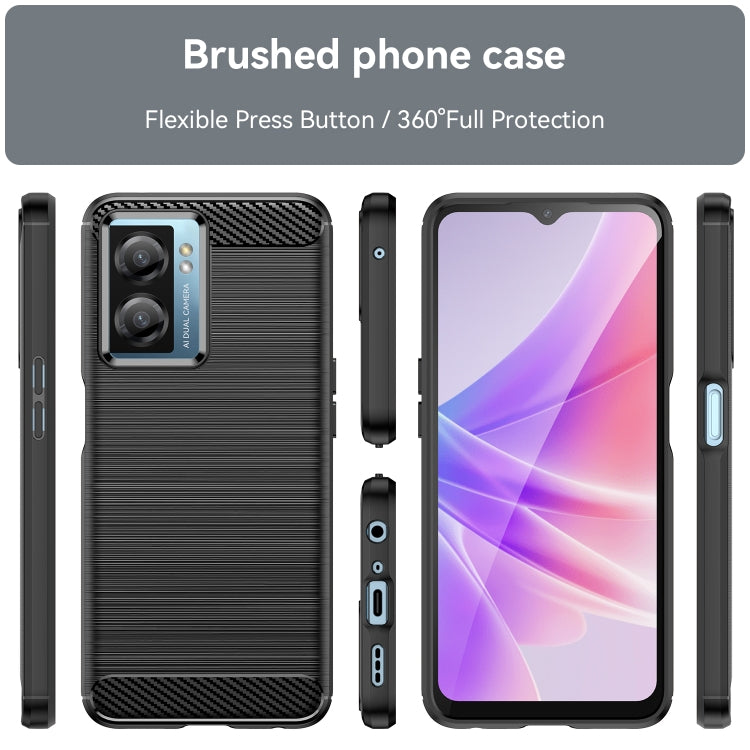 For OPPO A57S Carbon Fiber Brushed Texture TPU Case(Black)
