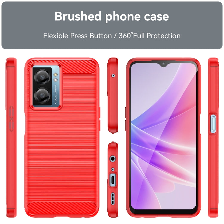 For OPPO A57S Carbon Fiber Brushed Texture TPU Case(Red)