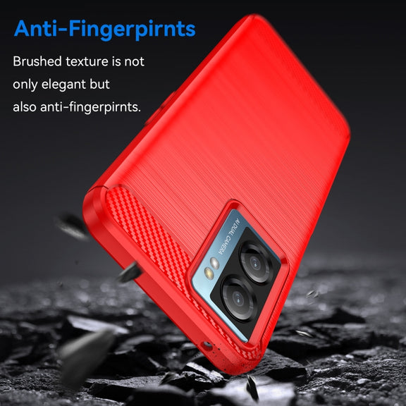 For OPPO A57S Carbon Fiber Brushed Texture TPU Case(Red)