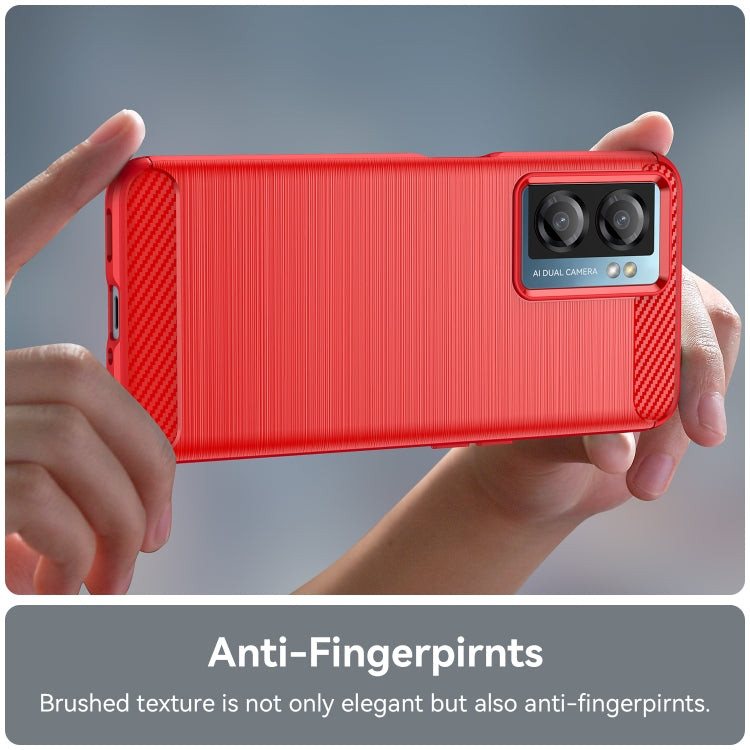 For OPPO A57S Carbon Fiber Brushed Texture TPU Case(Red)