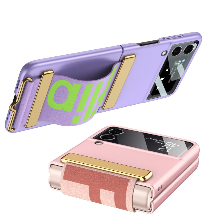 For Samsung Galaxy Z Flip4 GKK Ultra-thin Full Coverage Phone Flip Case with Wristband(Green)